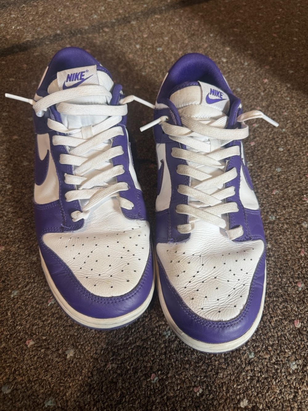 Nike  Dunks White and Purple Low-Top Sneakers